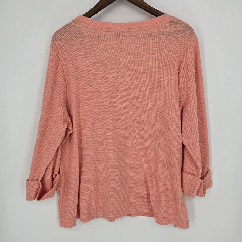 J. Jill Coral Blush Henley Long Sleeve Top - Picture 7 of 7
